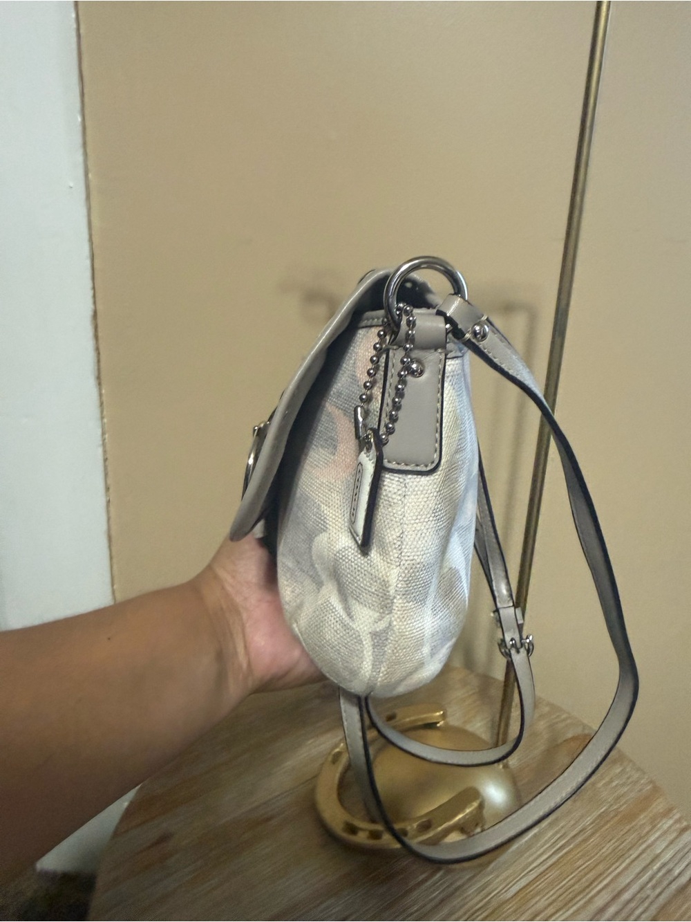 Coach Canvas Saddle Crossbody in Beige with Pink Accents Cherries not included - Picture 7 of 9